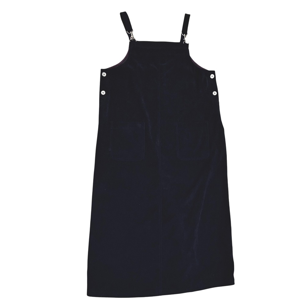 Talbots Petites Women Navy Pinafore Dress Midi Pockets Flawless Metal Buckle Lg‎